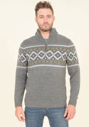 1/4 Zip Fairisle  Jumper Mens