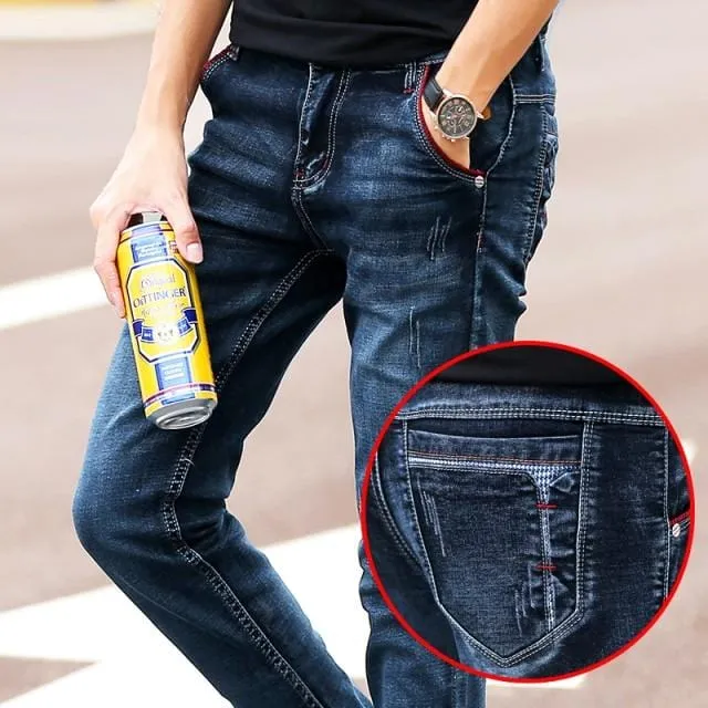 2021 New High Quality Jeans Casual Slim Black Jeans Men's Straight Pencil Pants Fashion Men's Street Tight Men's Denim Trousers