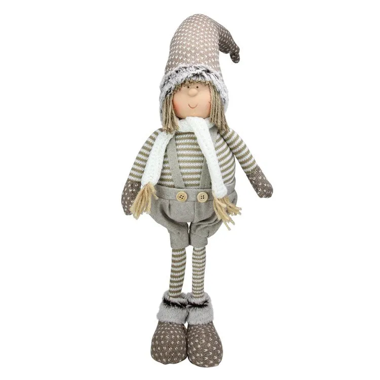 26" Gray and Brown Standing Nordic Boy Christmas Tabletop Figure