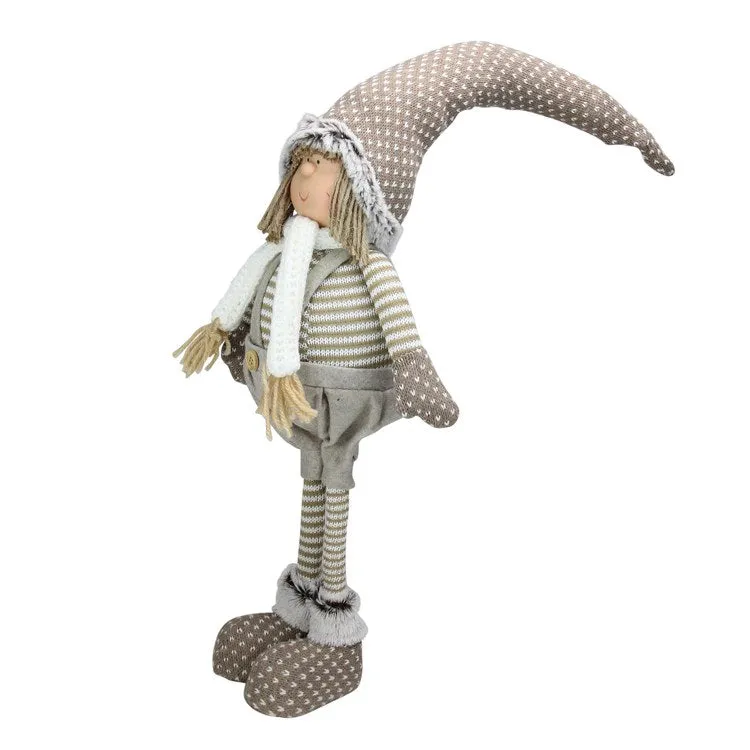 26" Gray and Brown Standing Nordic Boy Christmas Tabletop Figure