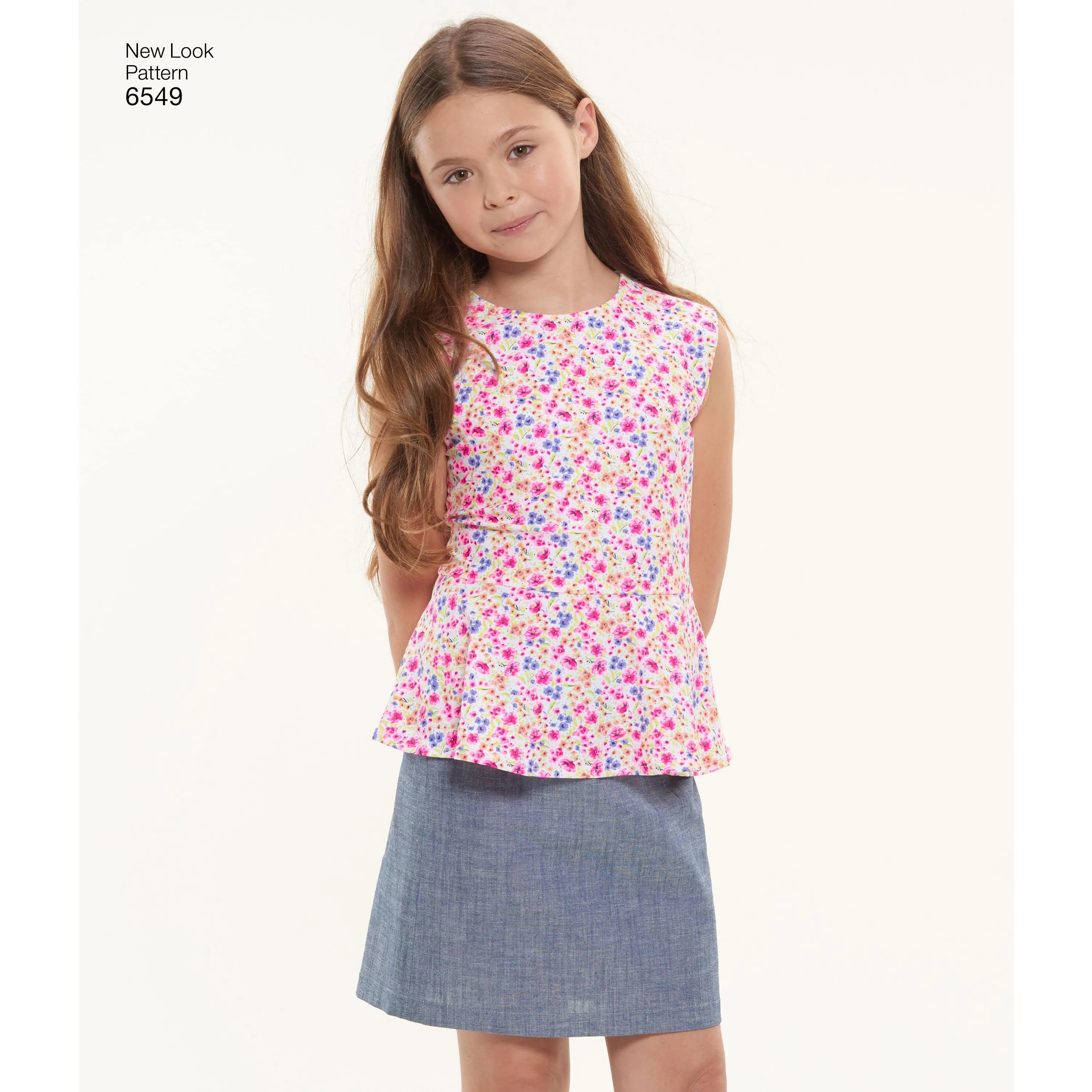 6549 New Look Pattern 6549 Girls' Top, Skirt and Pants