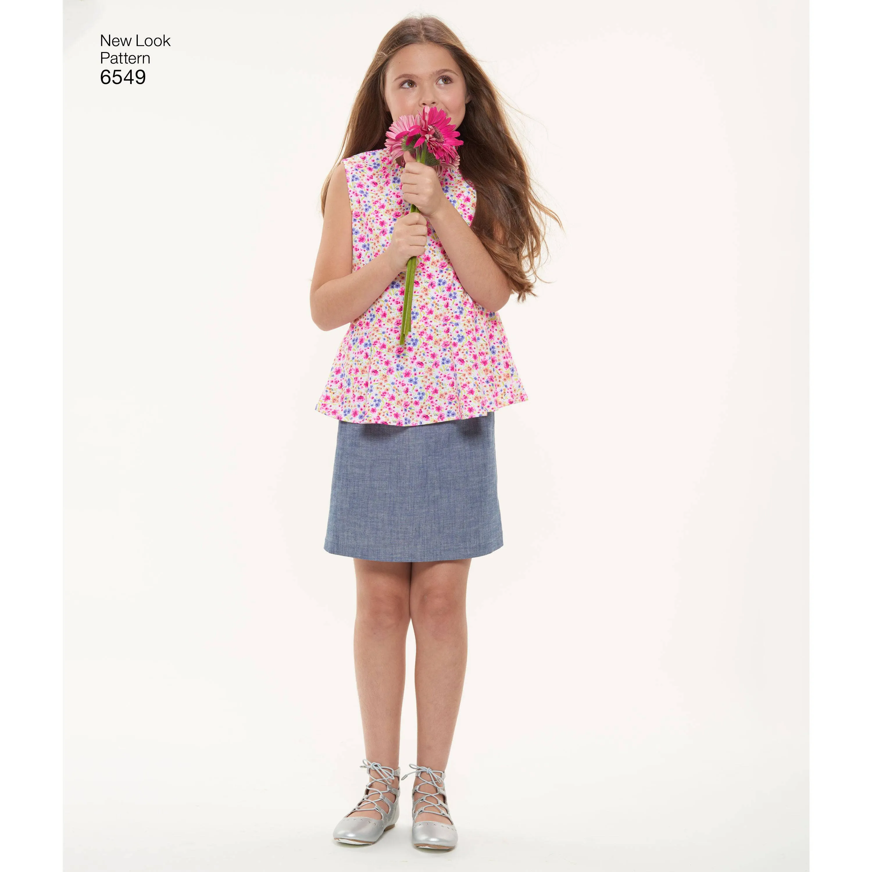 6549 New Look Pattern 6549 Girls' Top, Skirt and Pants