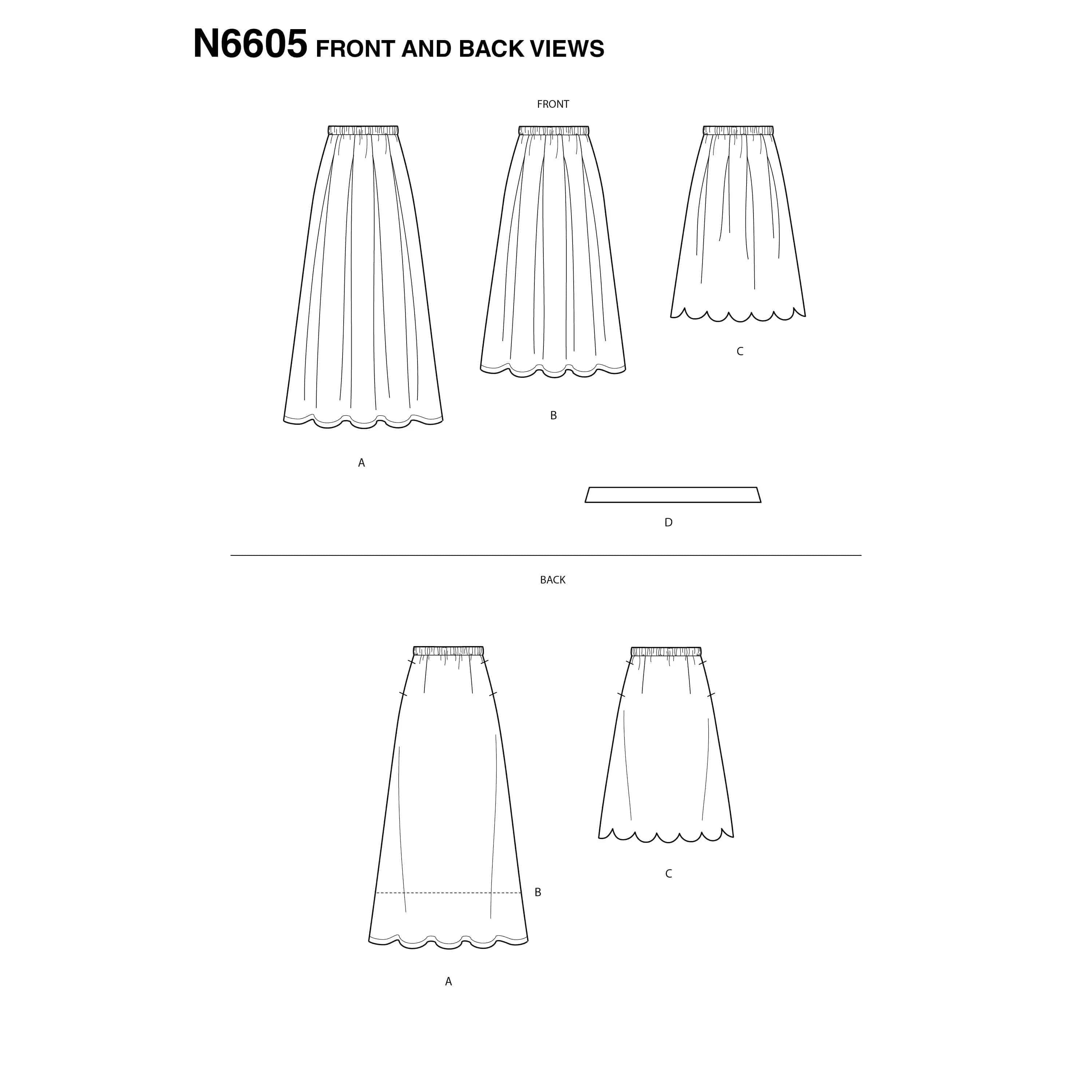 6605 New Look Sewing Pattern N6605 Misses' Skirt with Neck Tie