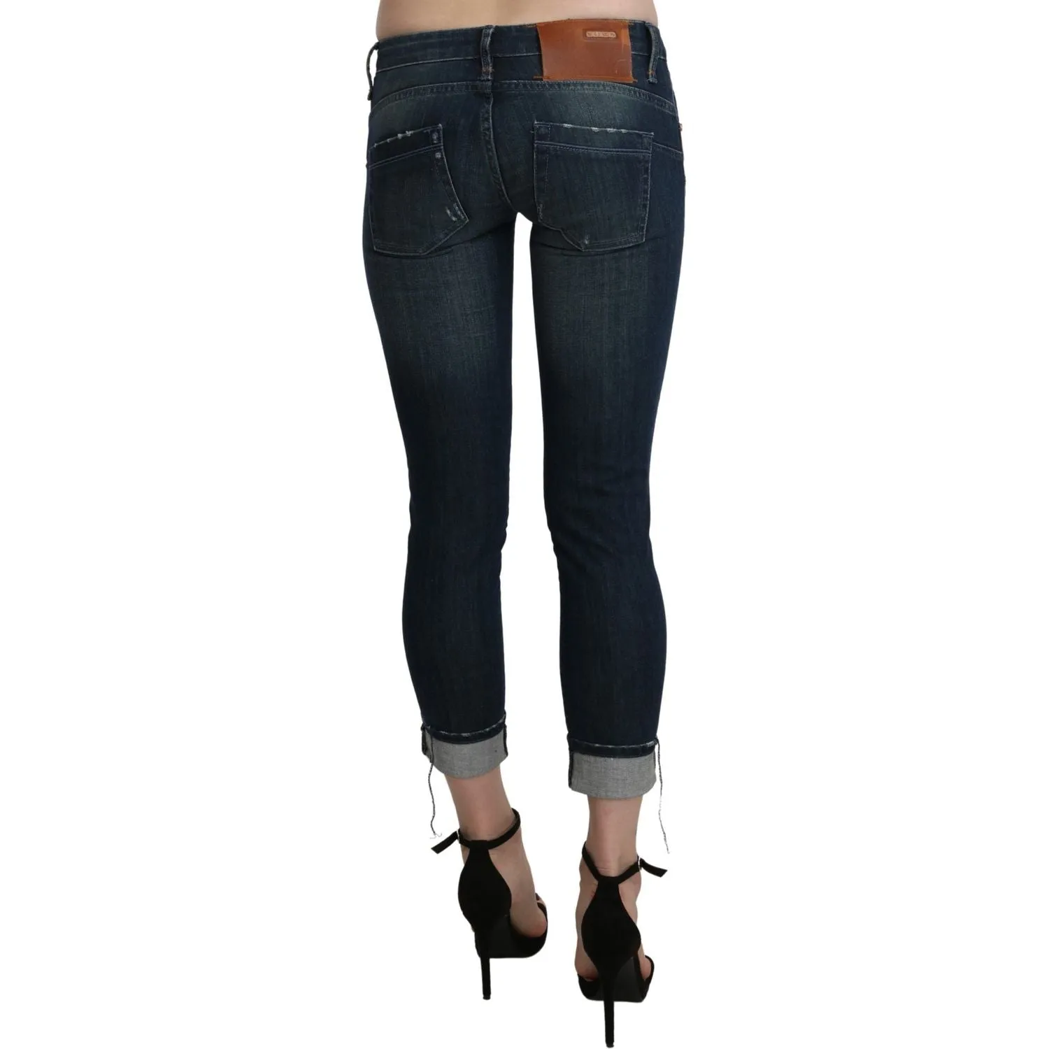 Acht Chic Blue Washed Skinny Cropped Denim