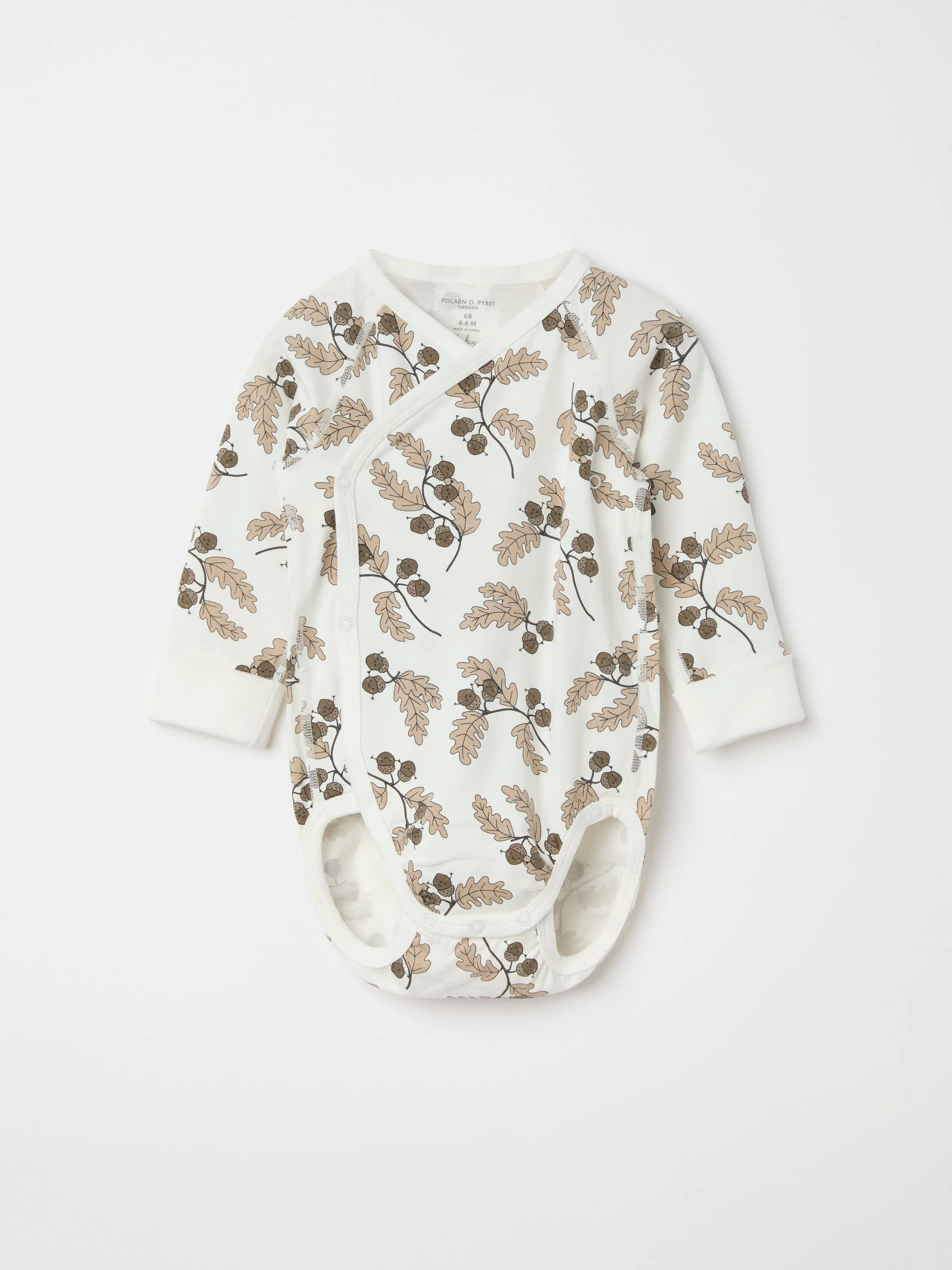 Acorn Print Wraparound Babygrow