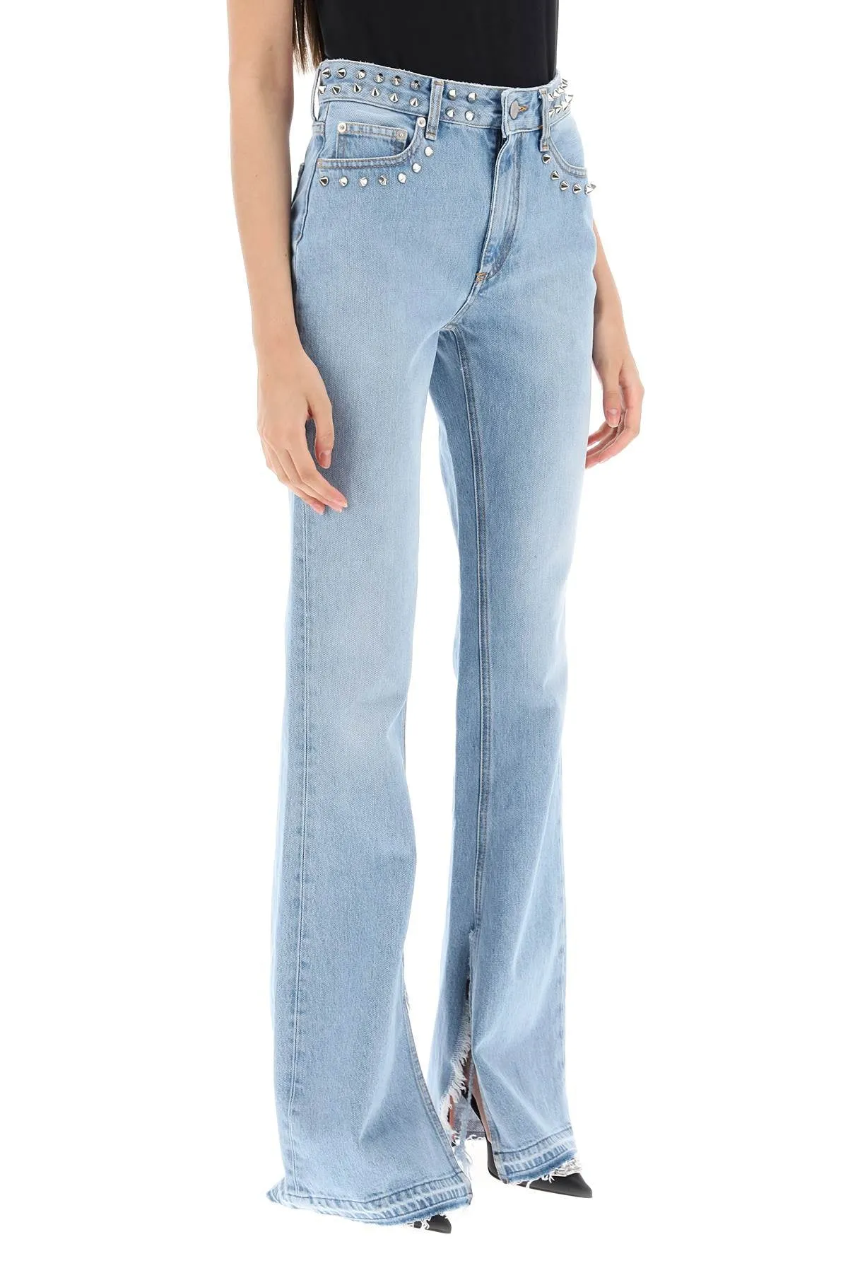 Alessandra rich flared jeans with studs