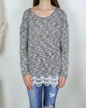 All Lace on Me Sweater Tunic in Grey