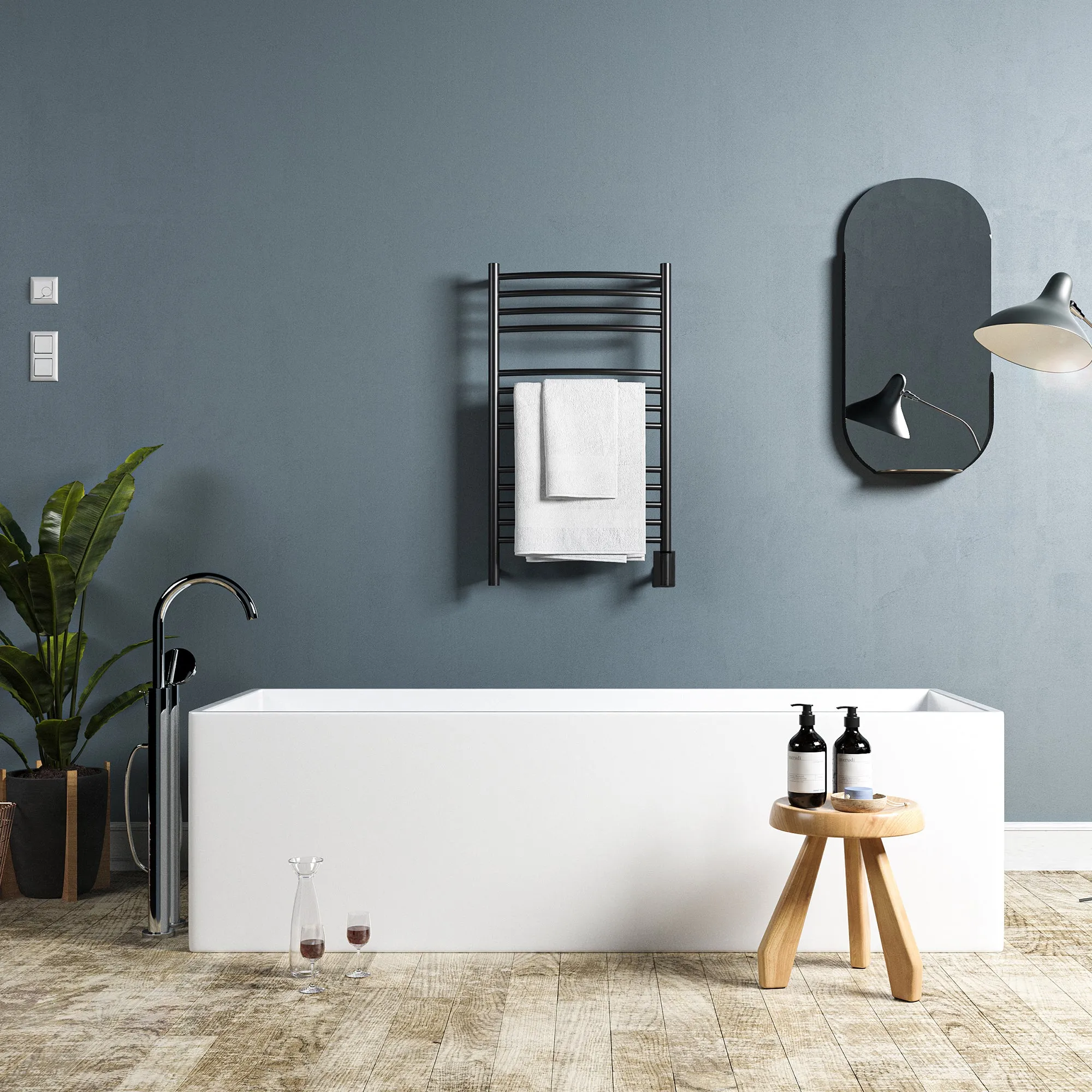 Amba CCMB Jeeves Model C Curved 13 Bar Hardwired Towel Warmer in Matte Black