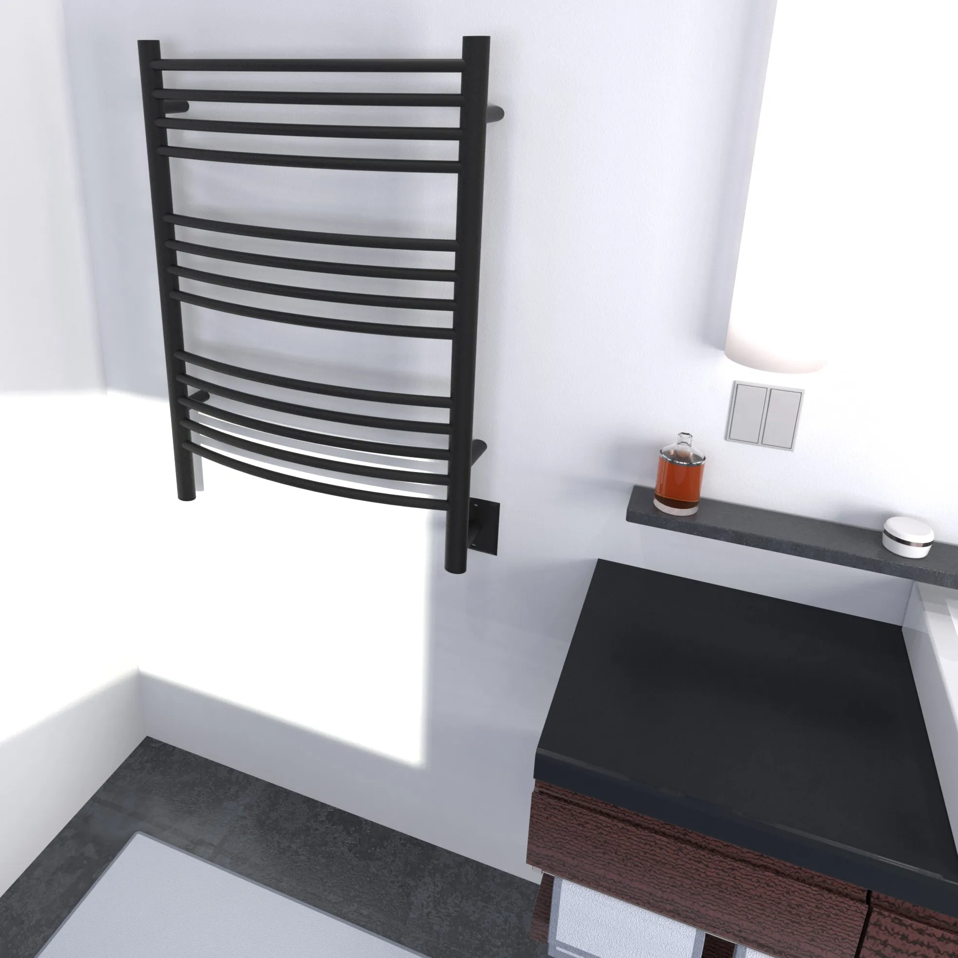 Amba CCMB Jeeves Model C Curved 13 Bar Hardwired Towel Warmer in Matte Black