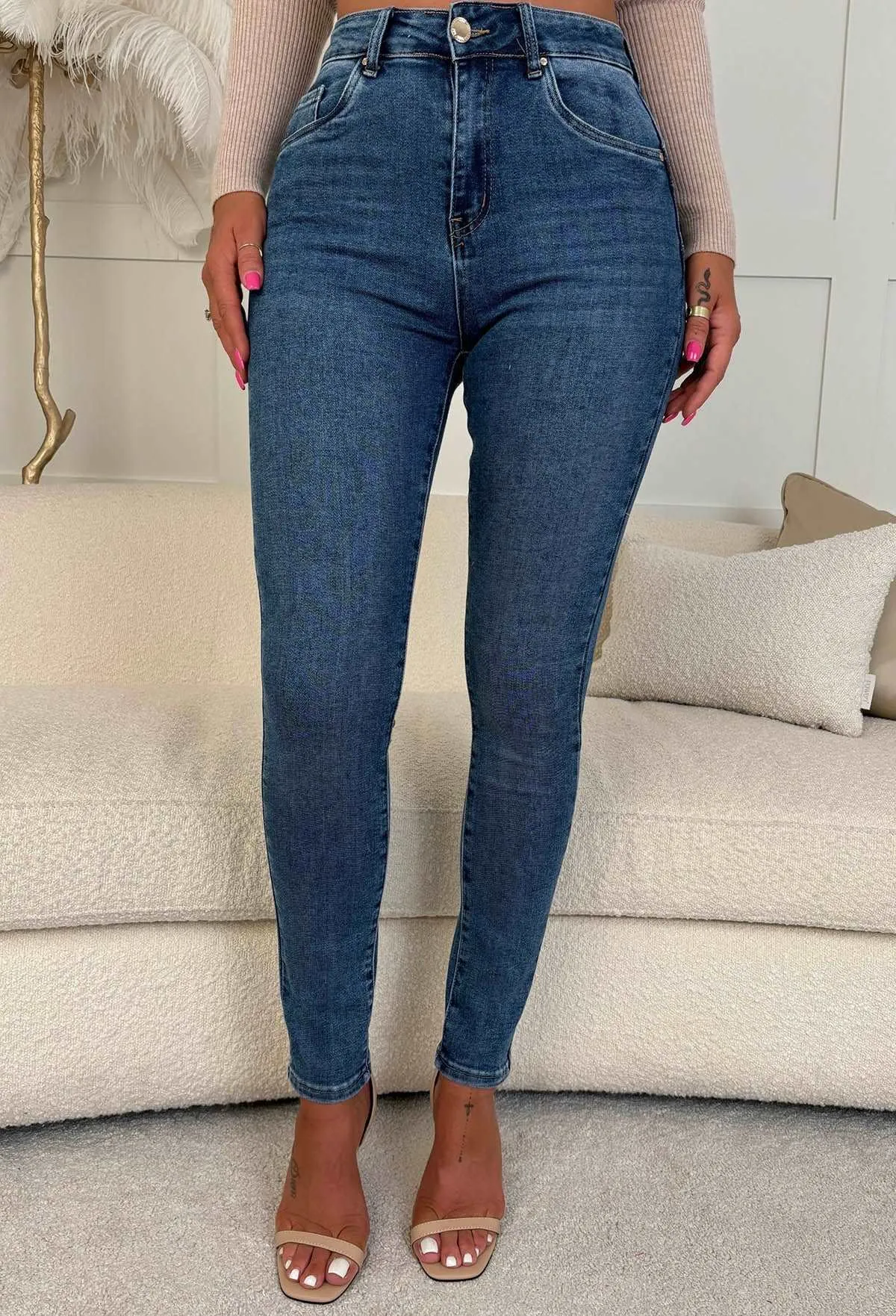 Amelie Mid Blue Stretch Push Up Skinny Jeans