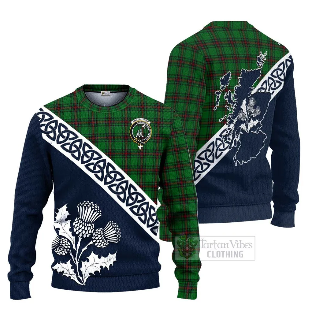 Anstruther Tartan Ugly Sweater Featuring Thistle and Scotland Map