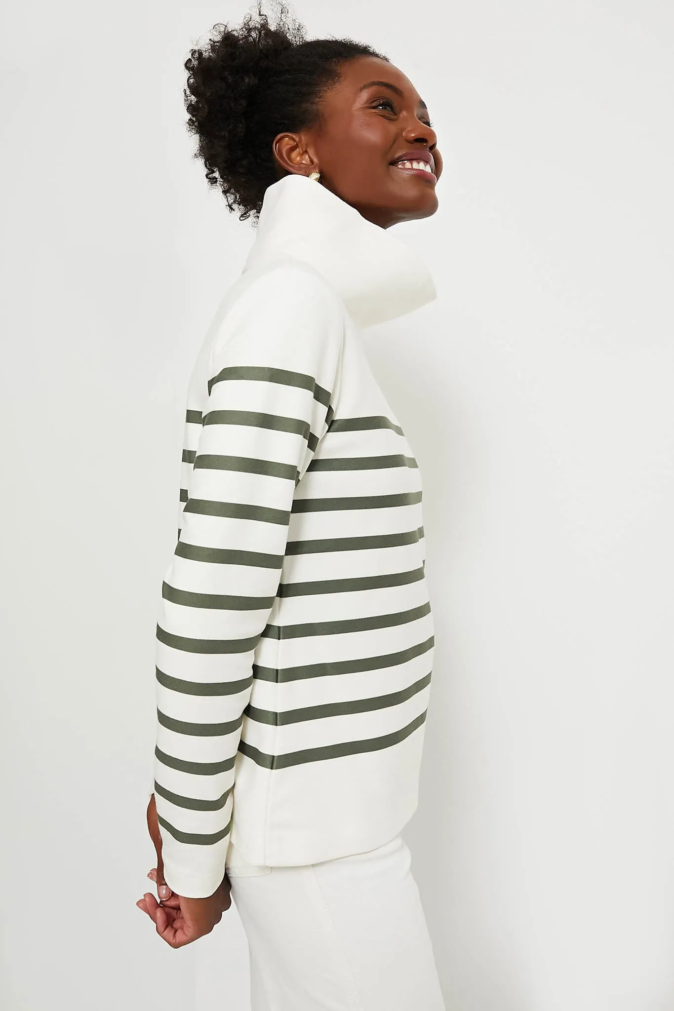 Army Green Stripe Greenpoint Turtleneck