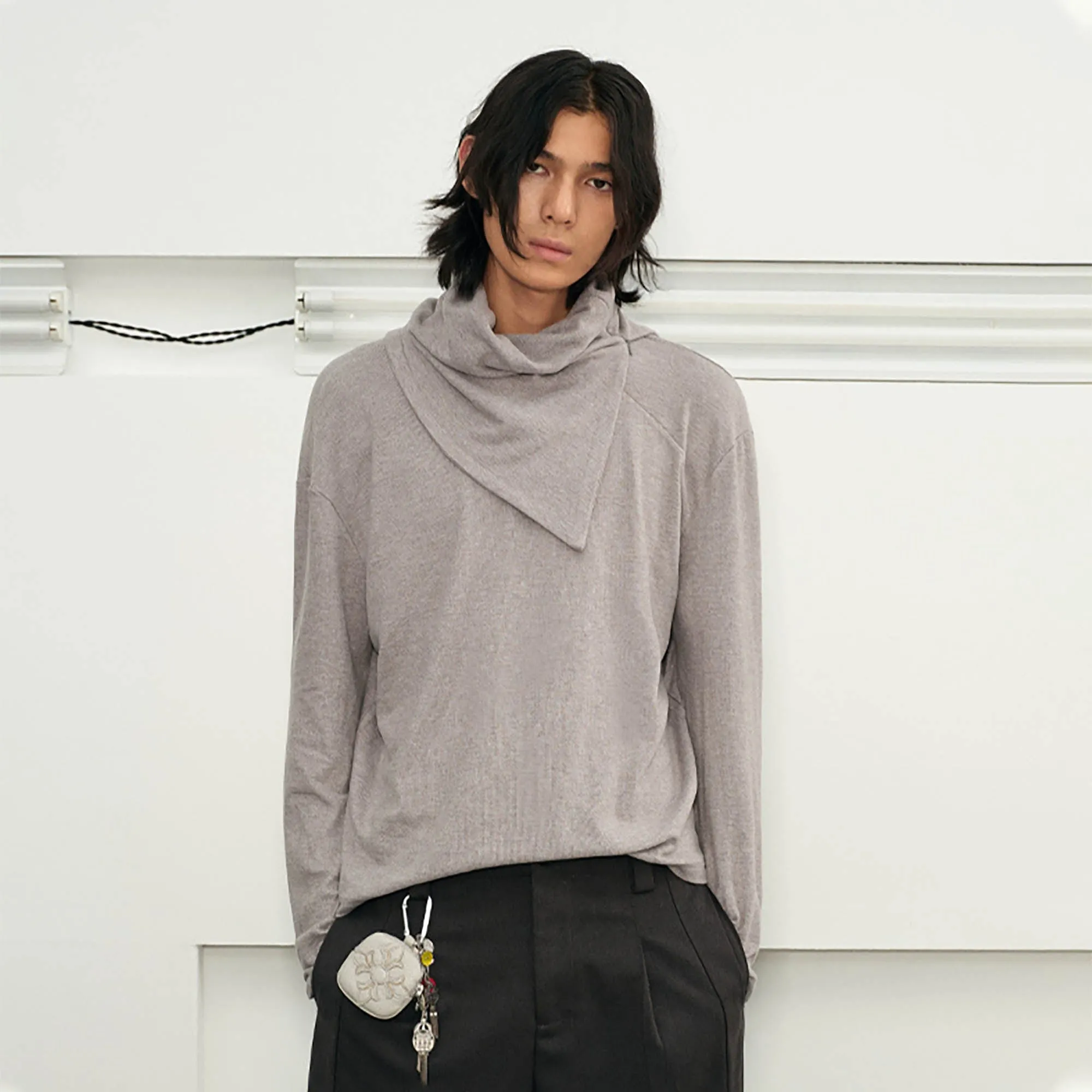 Asymmetric Turtleneck Sweatshirt