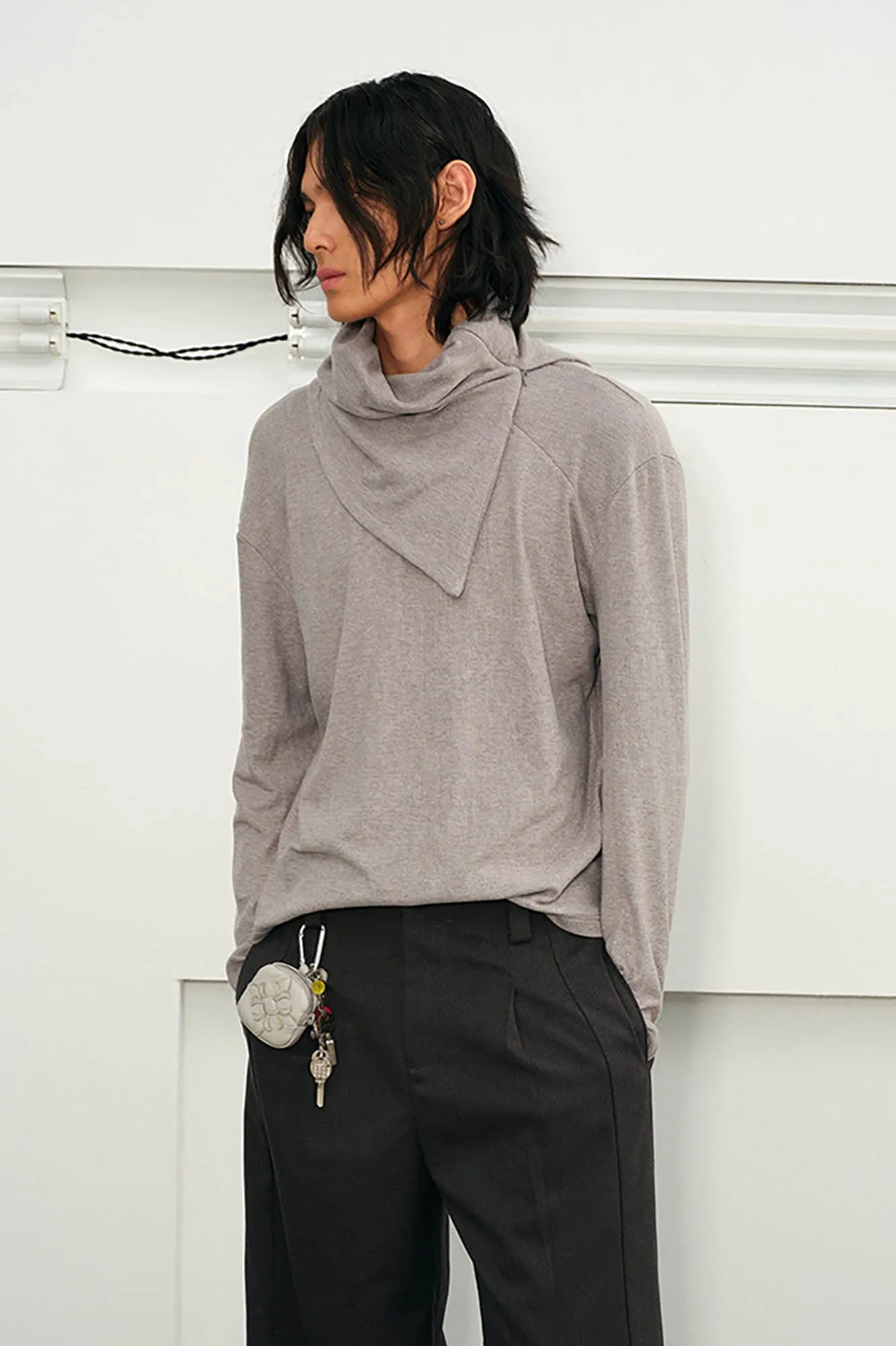 Asymmetric Turtleneck Sweatshirt