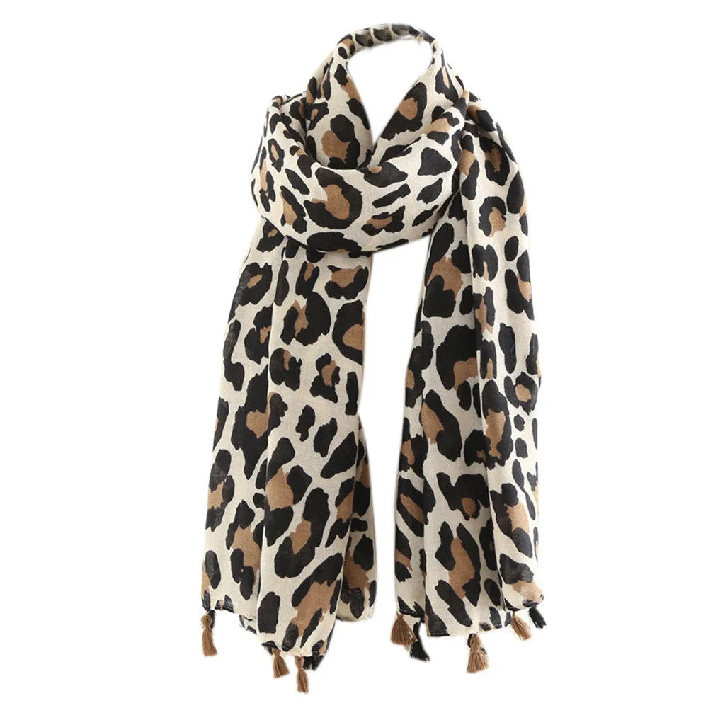 Autumn Classical Leopard Printing Twill Tassel Fashion Women Scarf  Winter Shawl