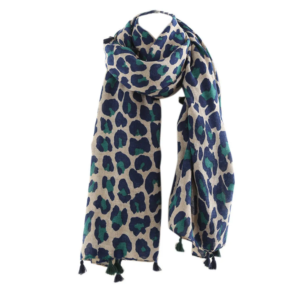 Autumn Classical Leopard Printing Twill Tassel Fashion Women Scarf  Winter Shawl