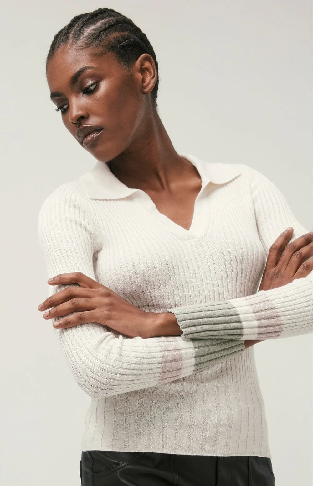 Ava Polo Sweater | Ivory