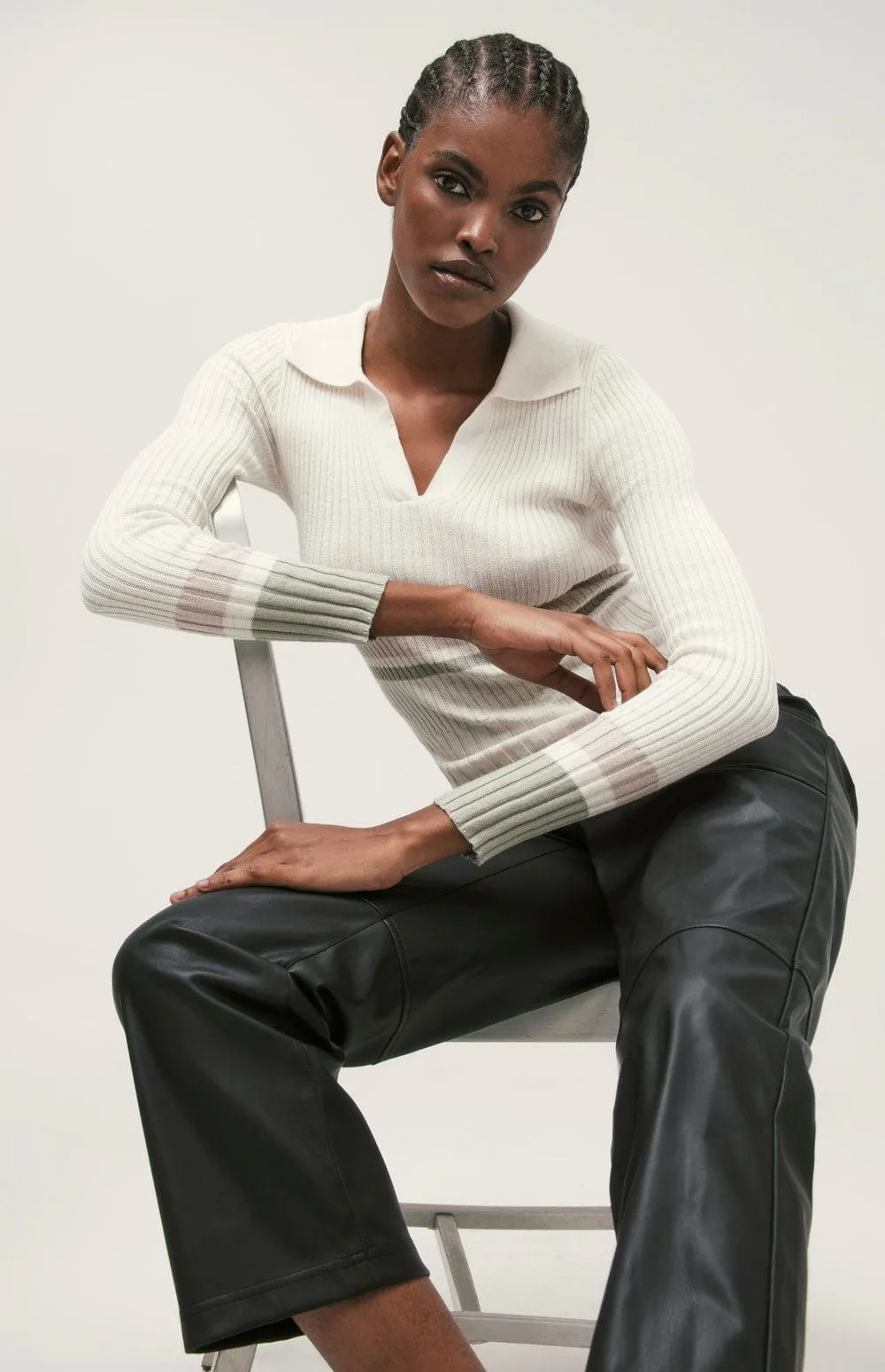 Ava Polo Sweater | Ivory