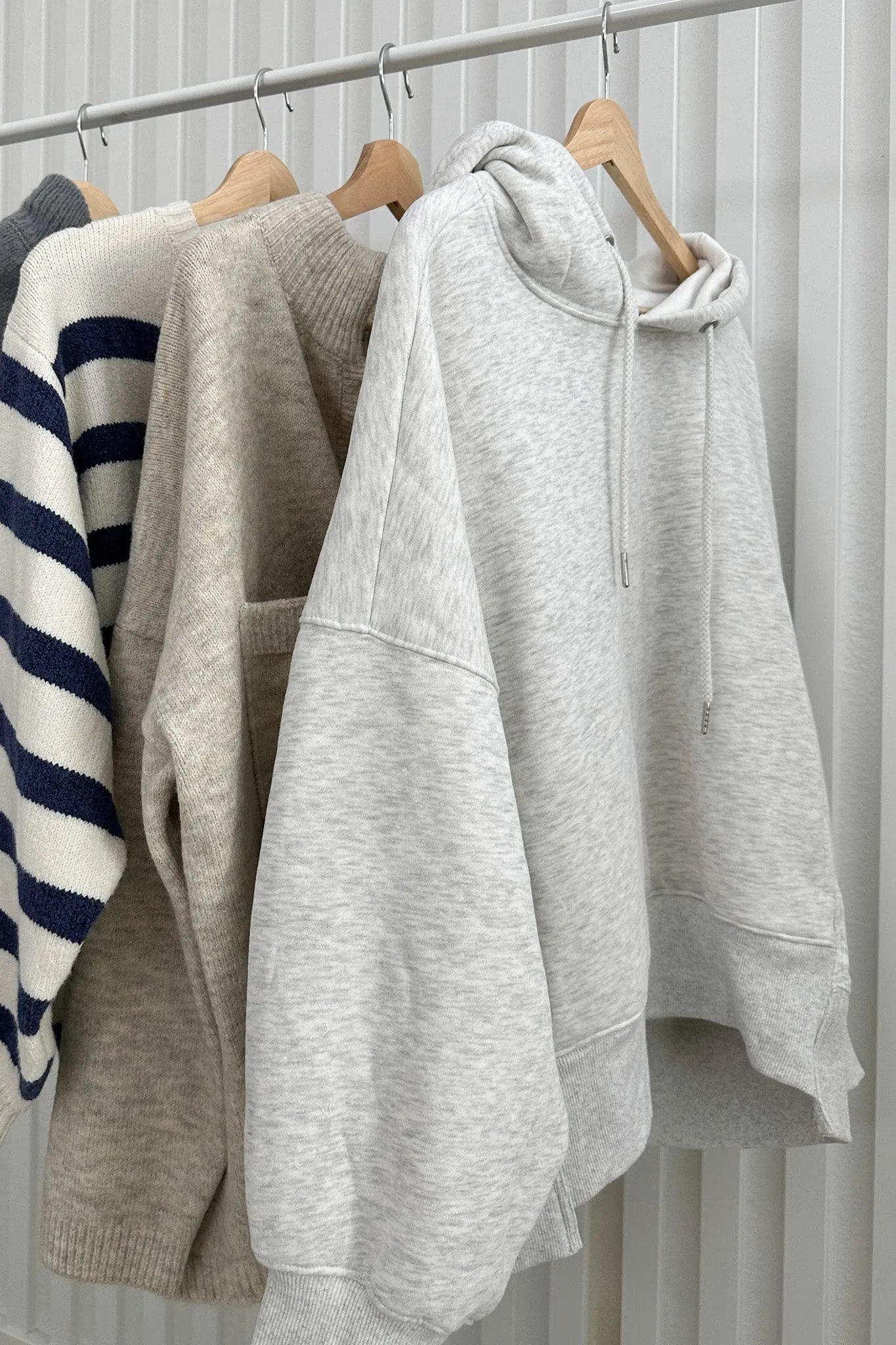 Bailey Oversized Hoodie in White Melange