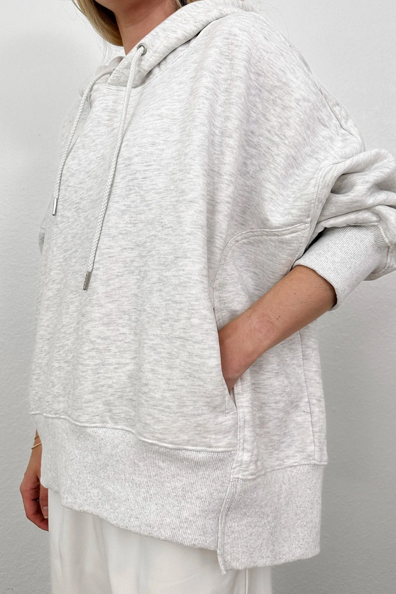 Bailey Oversized Hoodie in White Melange