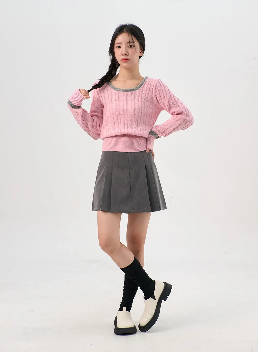 Belted Pleated Mini Skirt OG331