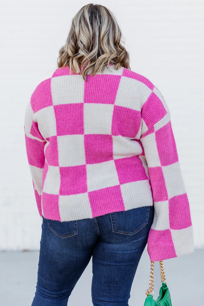 Best Behavior Pink Checkered Sweater DOORBUSTER