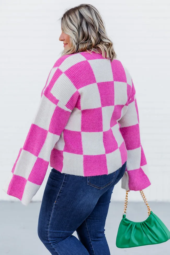 Best Behavior Pink Checkered Sweater DOORBUSTER