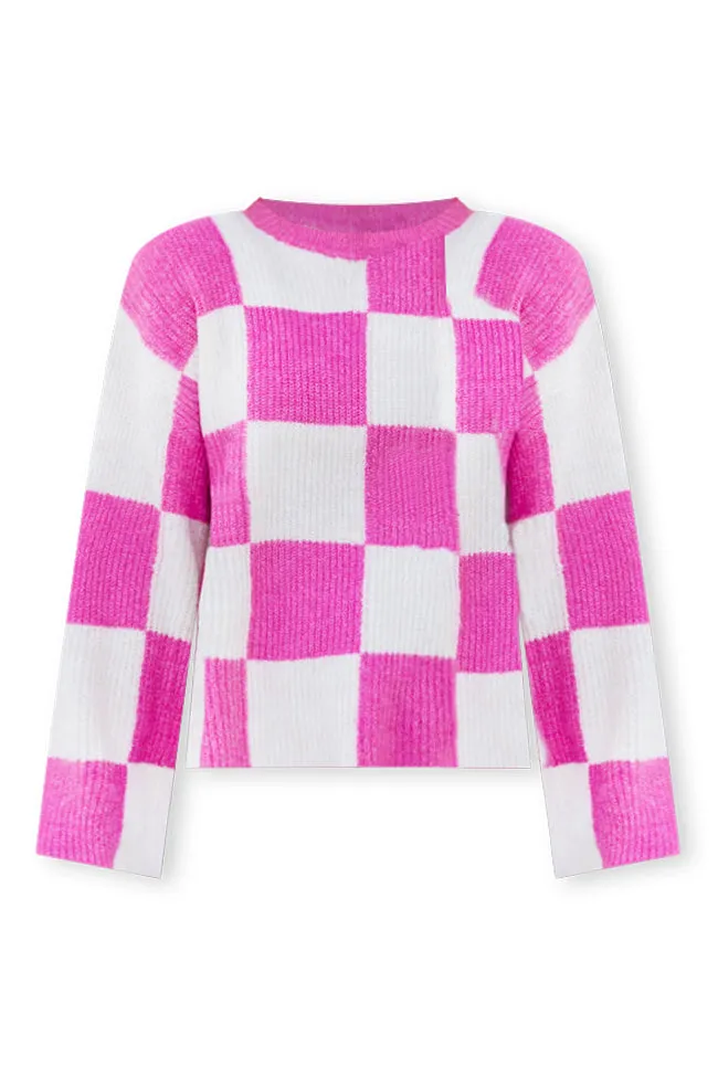 Best Behavior Pink Checkered Sweater DOORBUSTER