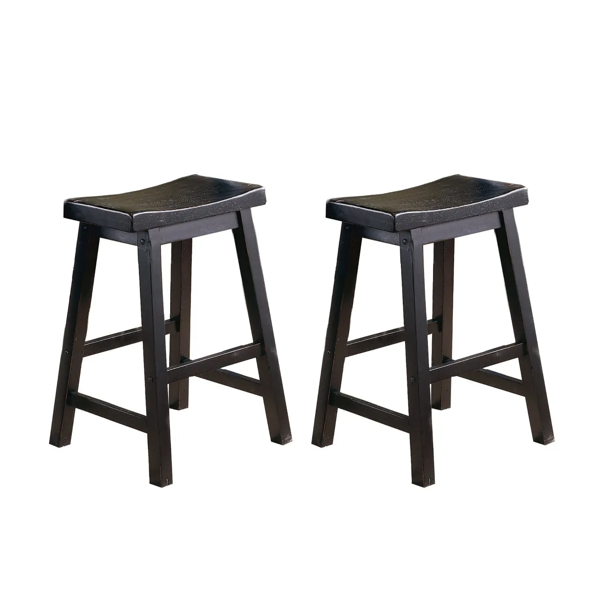 Black Solid Wood Counter Height Stool - 24" - Set of 2