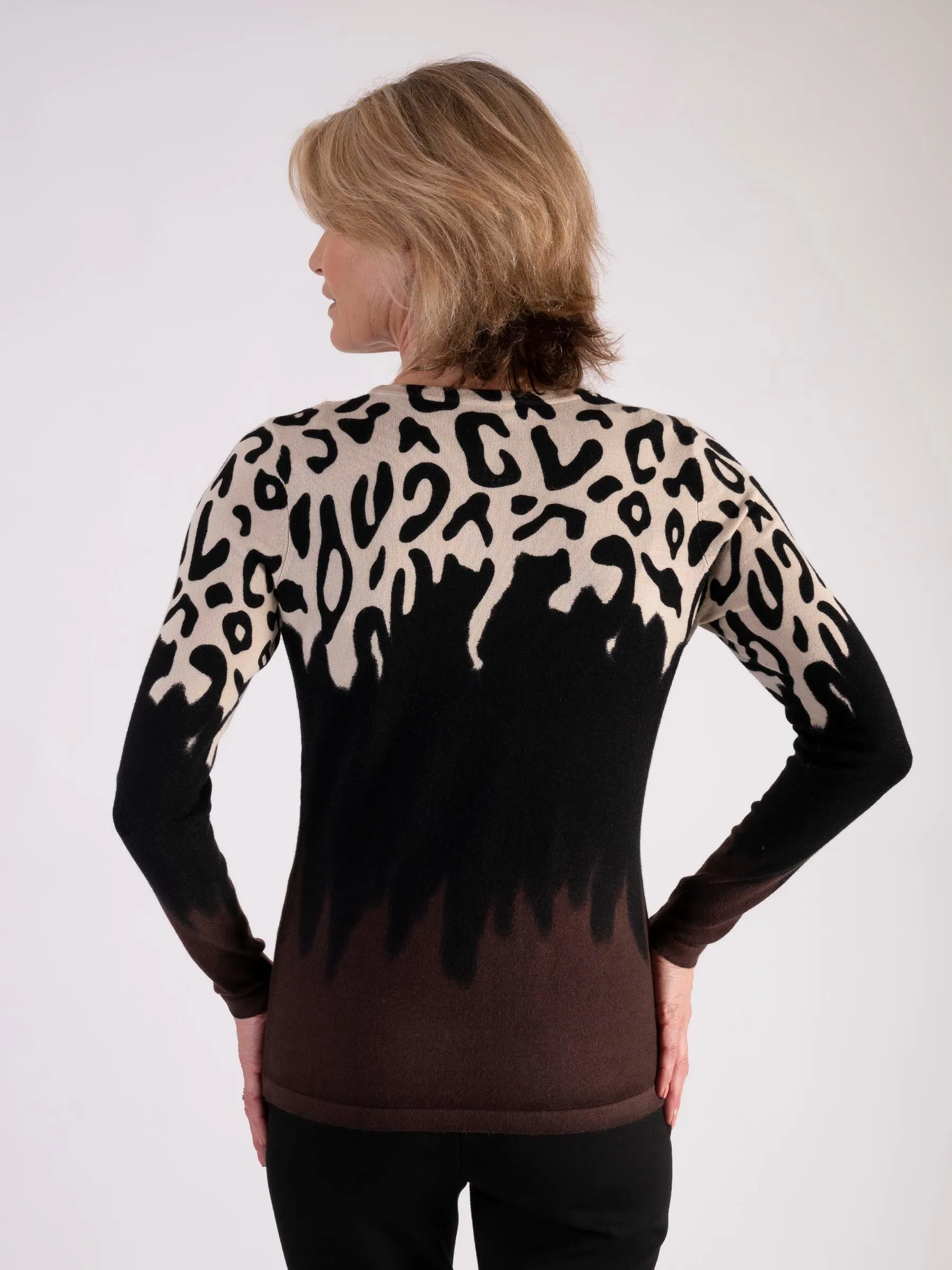 Black/Cream Mixed Animal Pattern Jumper