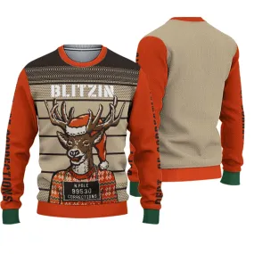 Blitzin Arrested Reindeer Ugly Christmas Sweater - Best Xmas Gifts 2022 For Him Or Her