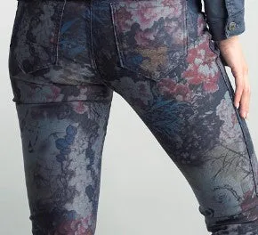 Blue Gray and Floral Reversible Jeans