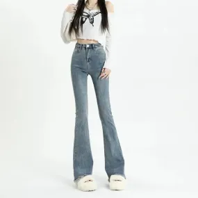 Blue High Waist Wide Leg Jeans for Office Lady