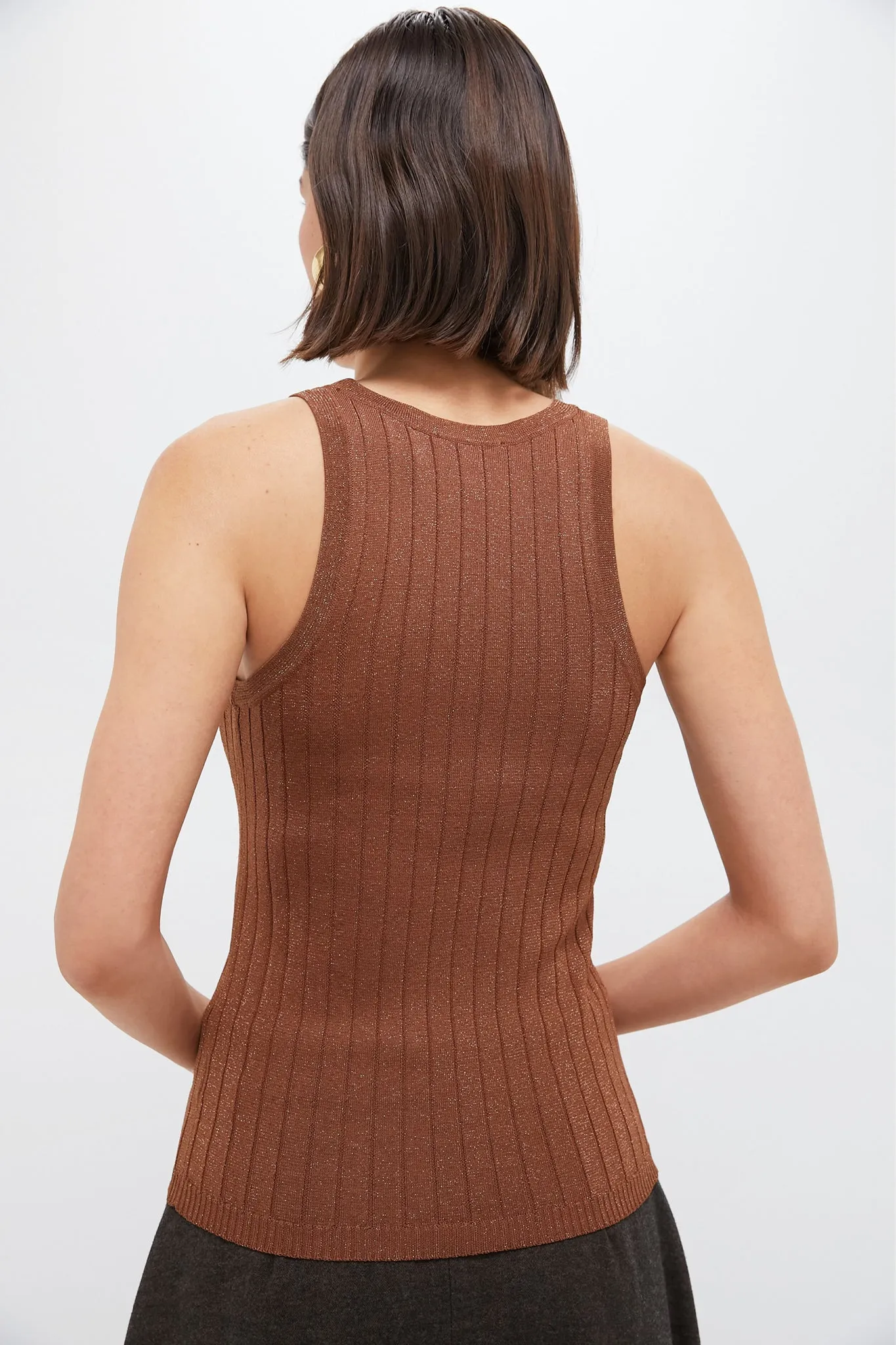 Bronze Metallic Knit Ari Tank