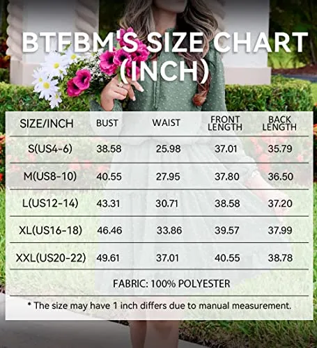 BTFBM Women Casual Spring Summer Dresses Tie V Neck Long Sleeve High Waist Ruffle Tiered A Line Swing Tunic Mini Dress(Dot Green, Medium)