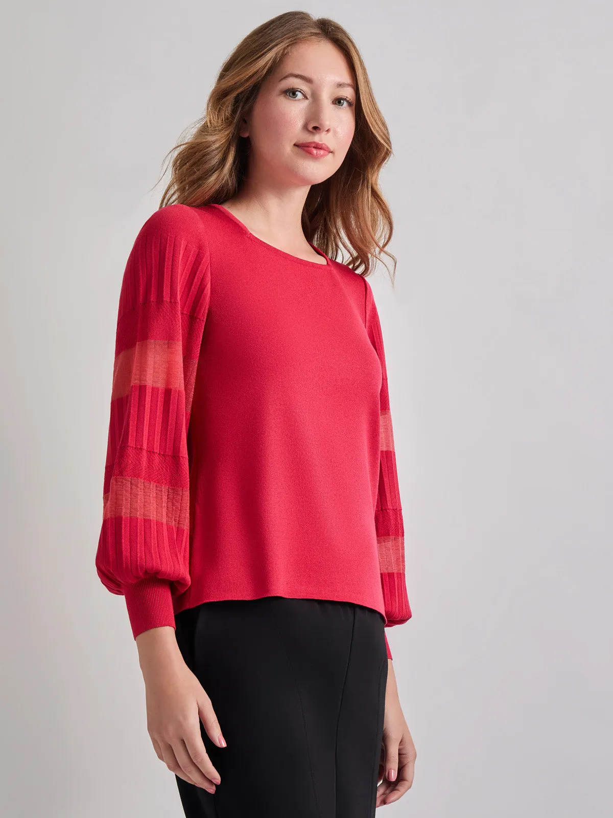 Burnout Accent Bishop Sleeve Soft Knit Tunic