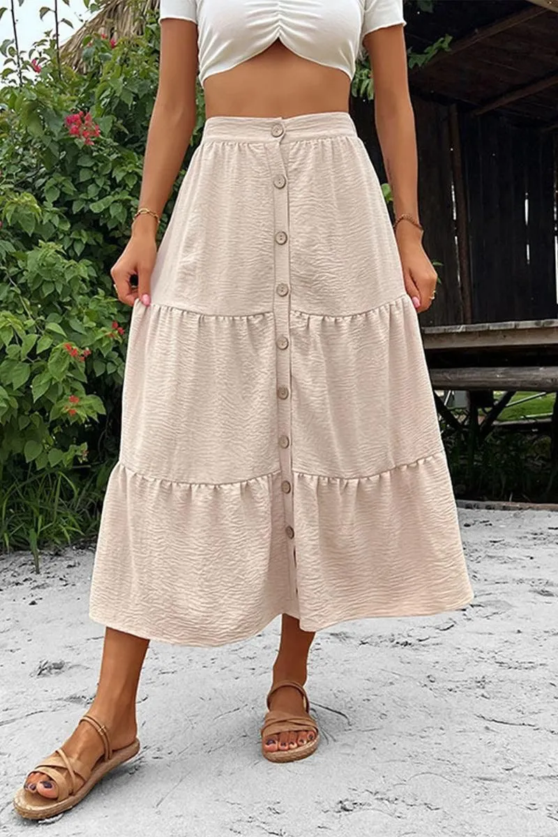 BUTTON DETAILED FLARE SKIRT