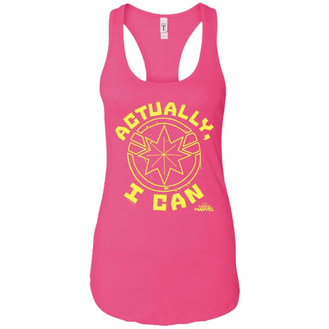 Captain Marvel Actually I Can Yellow Logo Women Tank Top