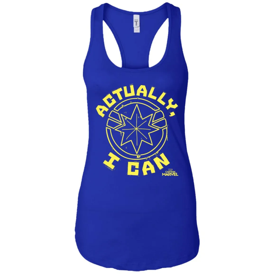 Captain Marvel Actually I Can Yellow Logo Women Tank Top