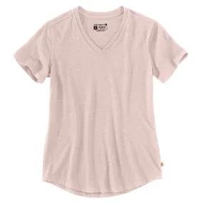 'Carhartt' Women's Relaxed Midweight V-Neck T-Shirt - Rose Smoke Heather