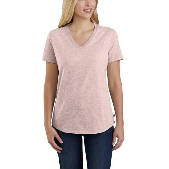 'Carhartt' Women's Relaxed Midweight V-Neck T-Shirt - Rose Smoke Heather