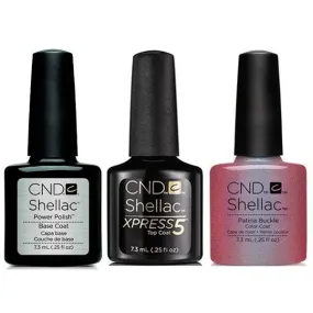 CND - Shellac Xpress5 Combo - Base, Top & Platina Buckle (0.25 oz)