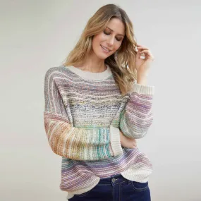 Color Vibes Stripe Crew Neck Sweater