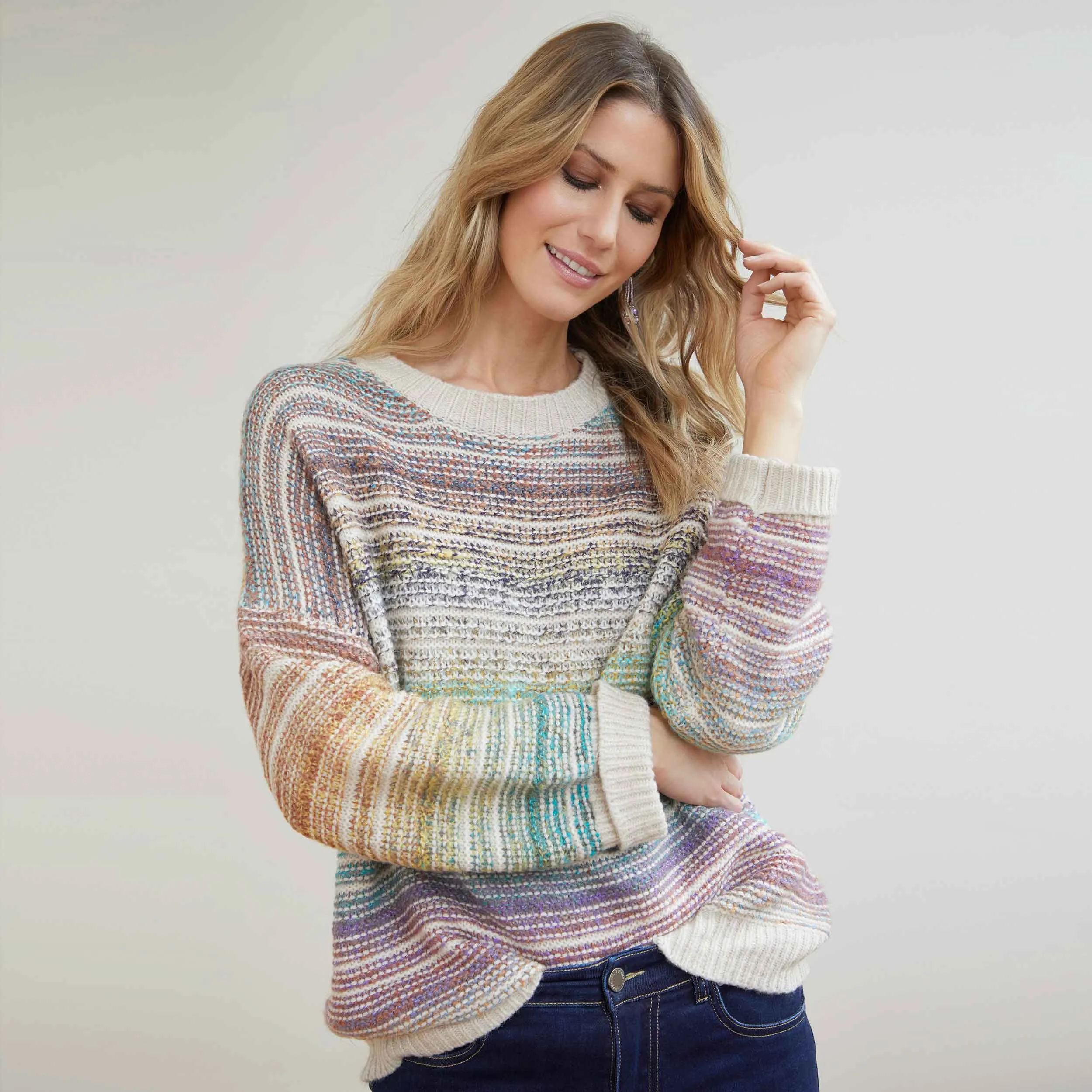 Color Vibes Stripe Crew Neck Sweater