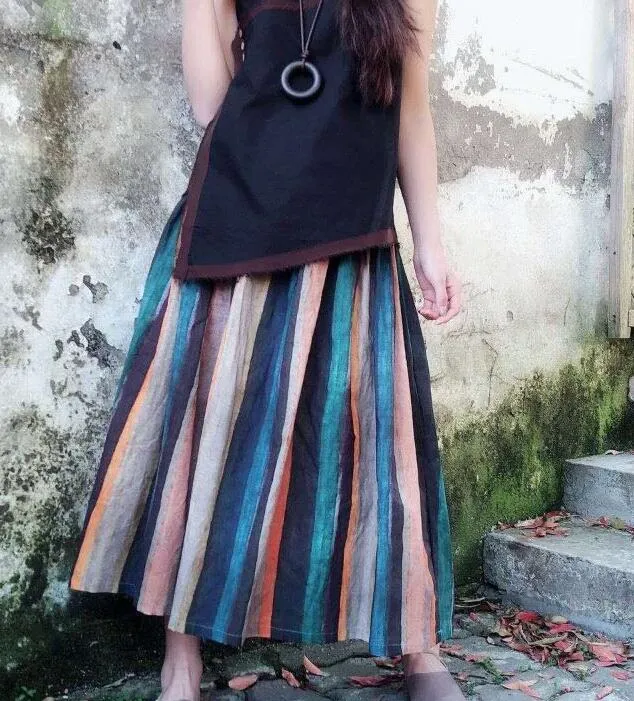 Colorful Striped Women's Skirts SJ98409