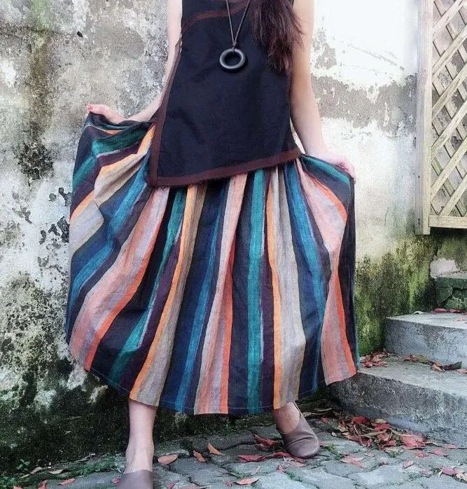 Colorful Striped Women's Skirts SJ98409