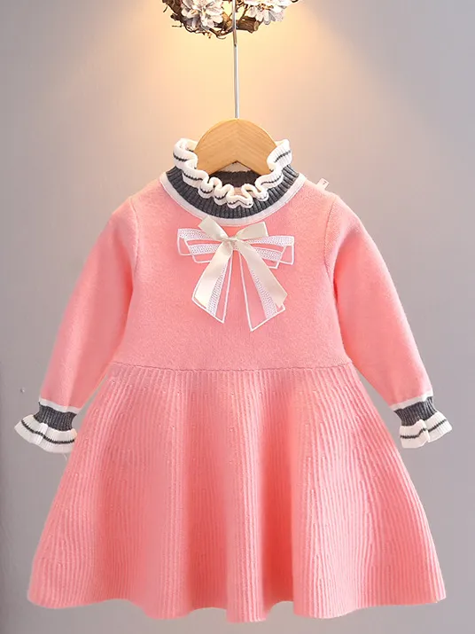 Coral Beautiful Bow Sweater Dress