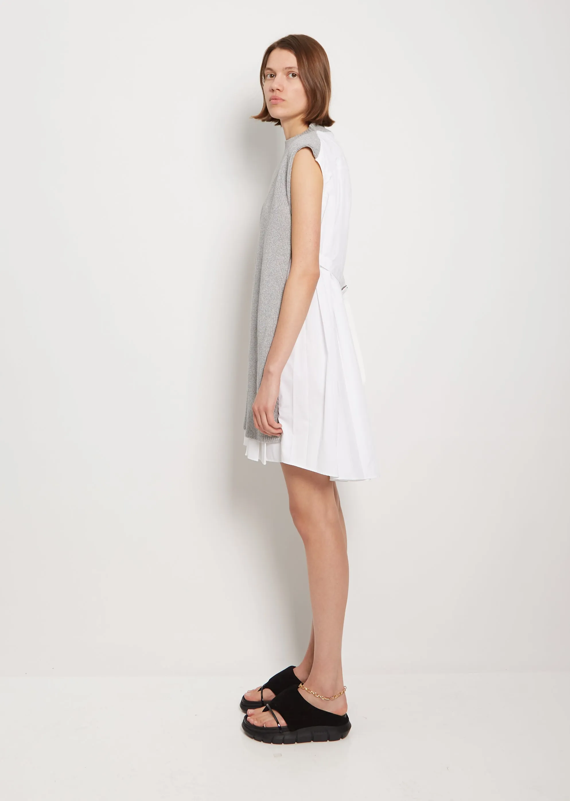 Cotton Poplin x Cotton Knit Dress