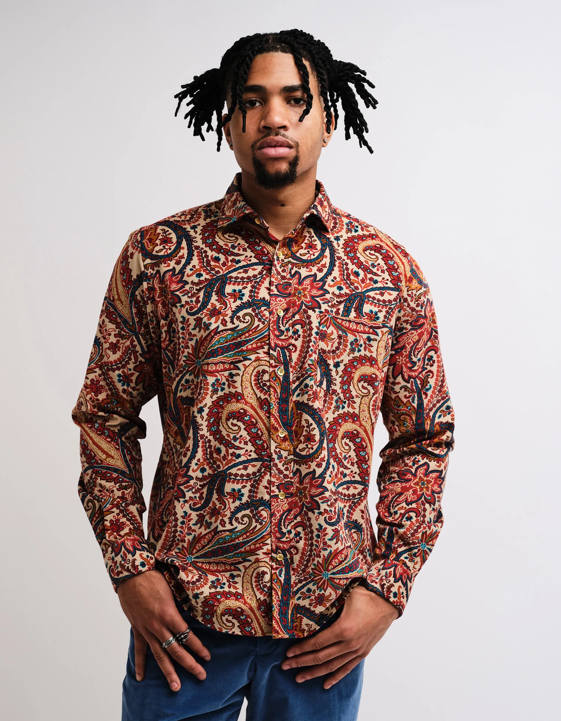 Cream Paisley Corduroy Shirt GOLD COLLECTION