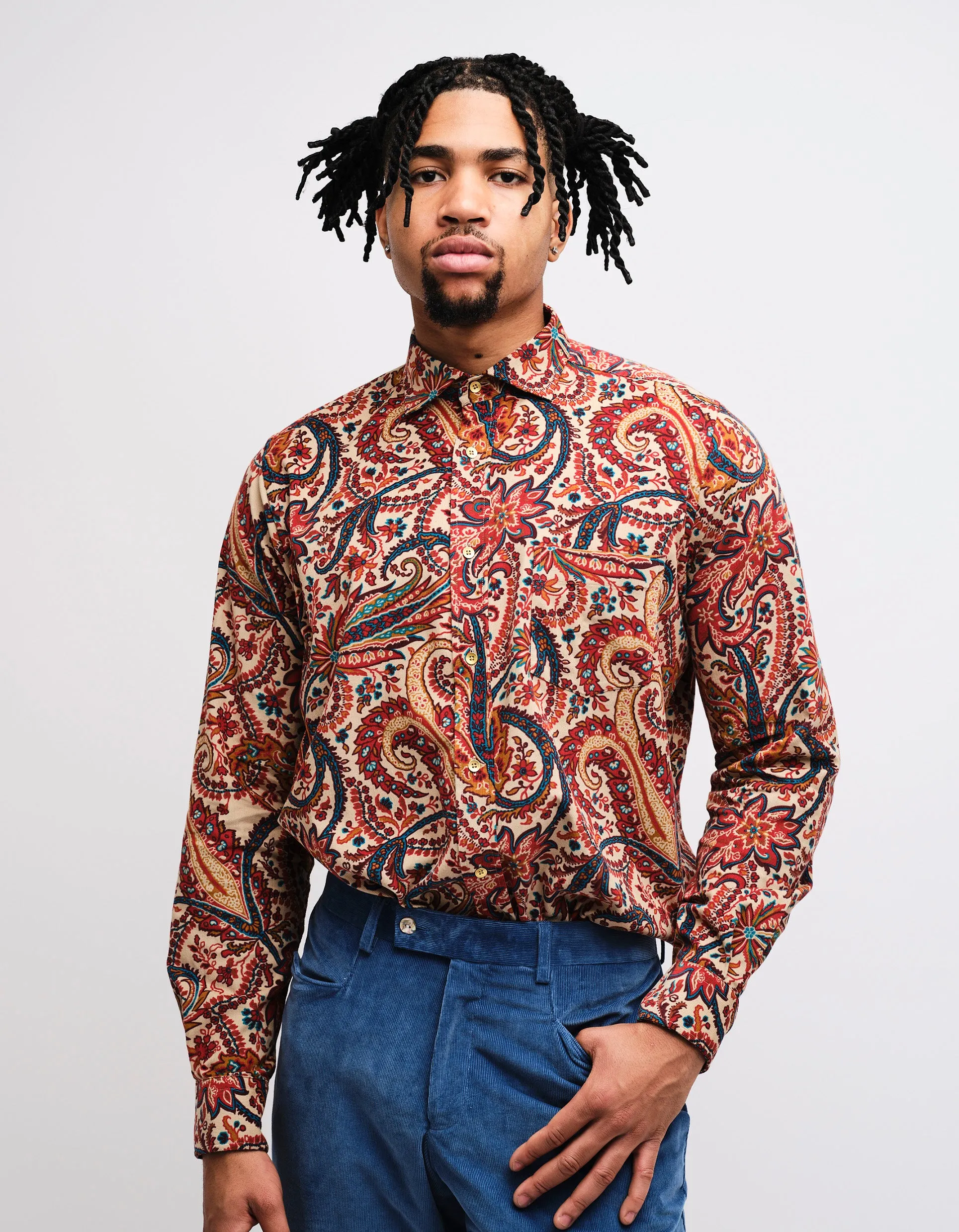 Cream Paisley Corduroy Shirt GOLD COLLECTION